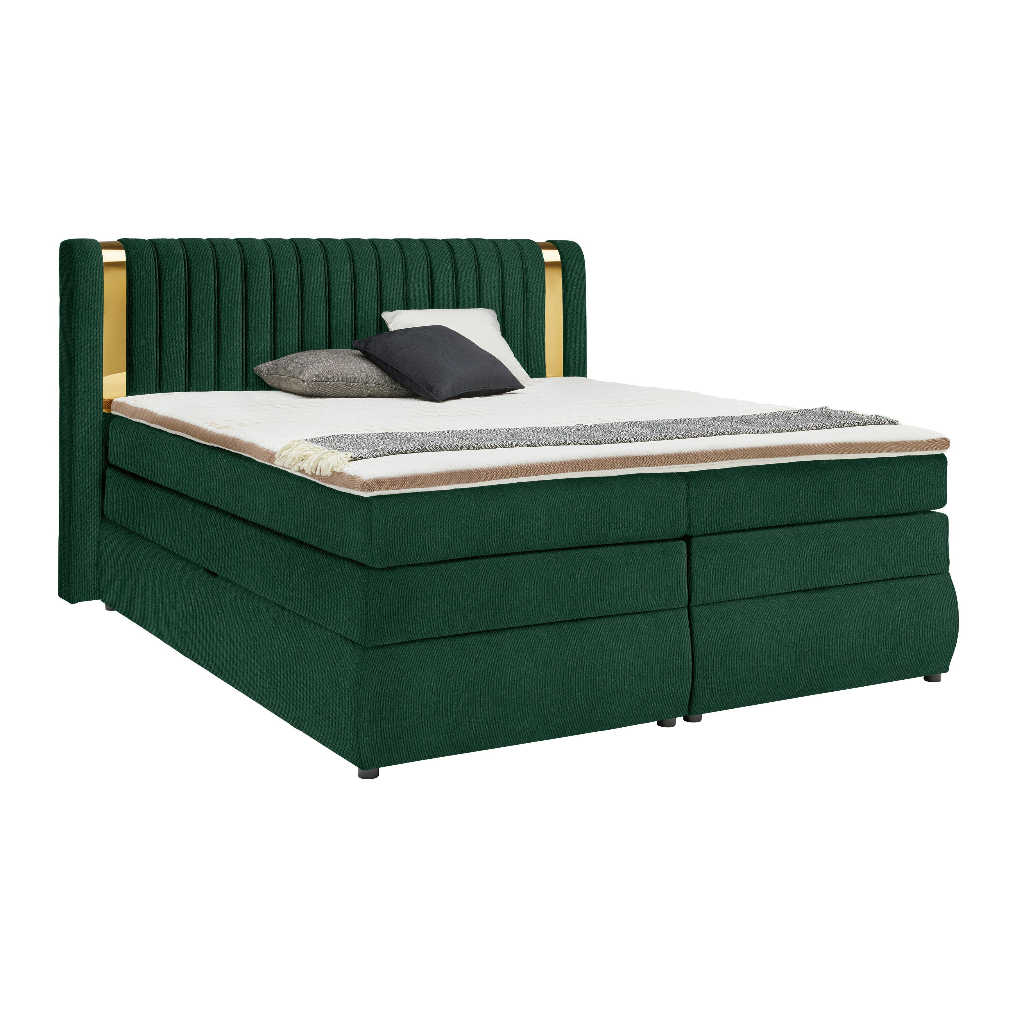PAT BOXSPRING MINOLA GOLD EXKLUZIV - verde pădure, Konventionell, textil (180/200cm) - Premium Living