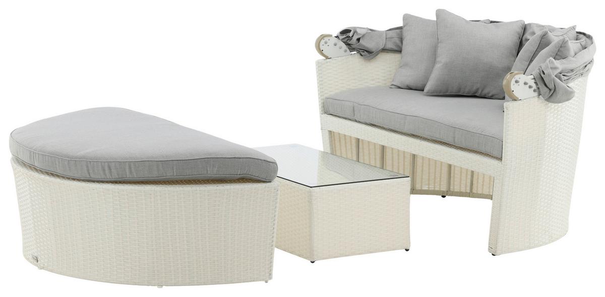 Sonneninsel Padova ca. 153x72x76 cm Weiß - Weiß, KONVENTIONELL, Kunststoff (153/72/76cm) - Gardenson