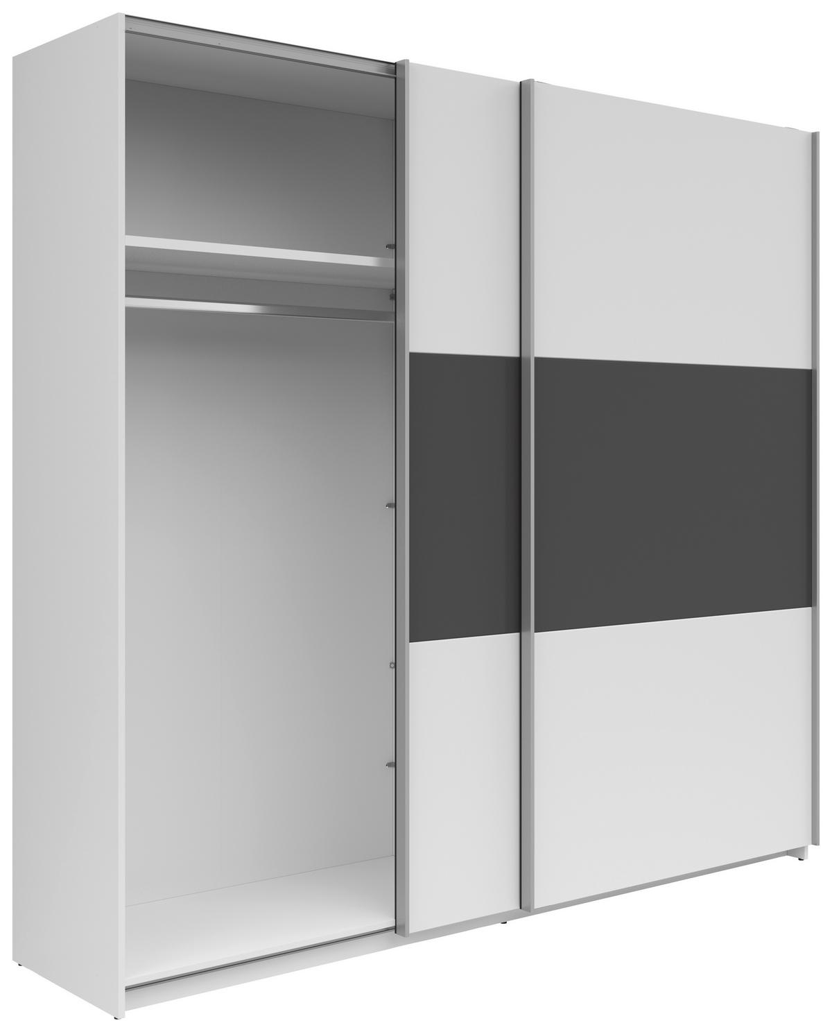 Schwebetürenschrank Saturn in Weiss/Graphitfarben - Weiss/Silberfarben, Konventionell, Holzwerkstoff/Metall (218/210/59cm) - Mömax