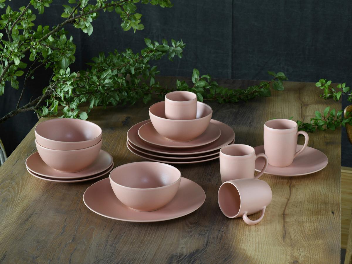 Kombinirani Servis Soft Touch Peach, 16-Delni - roza, Basics, keramika - Creatable