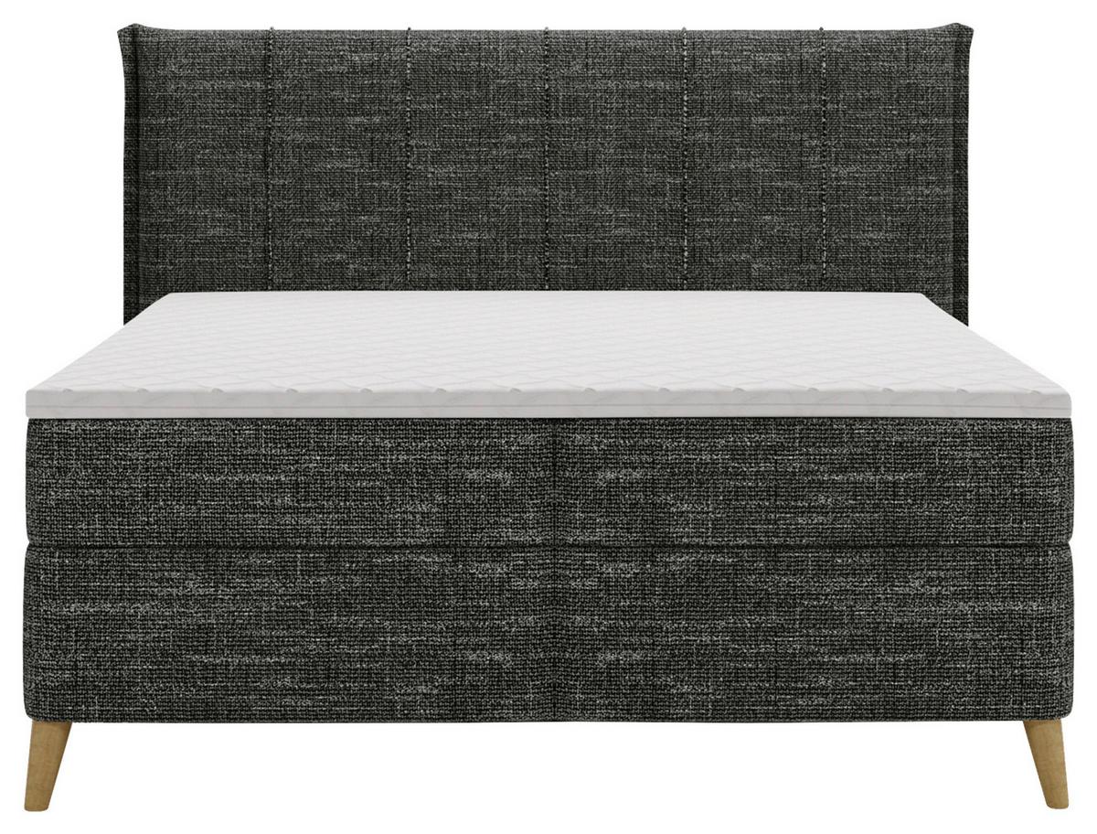 Boxbett Veloria Schwarz ca. 140x200cm - Schwarz, KONVENTIONELL, Textil/Metall (140/200cm) - Based