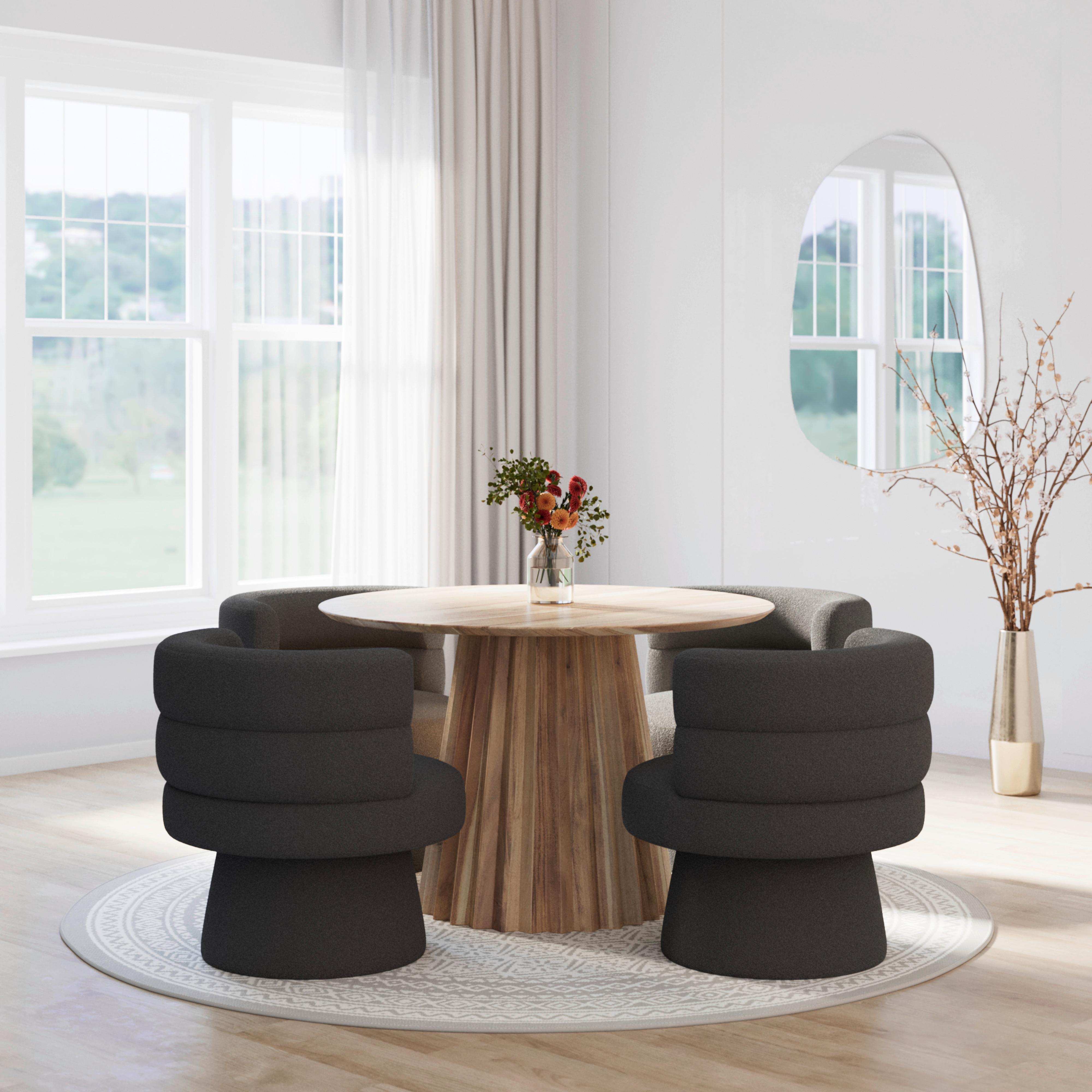 Stuhl Julina Schwarz Bouclé Gepolstert - Schwarz, MODERN, Holz/Textil (71/74/72cm) - Bessagi Home