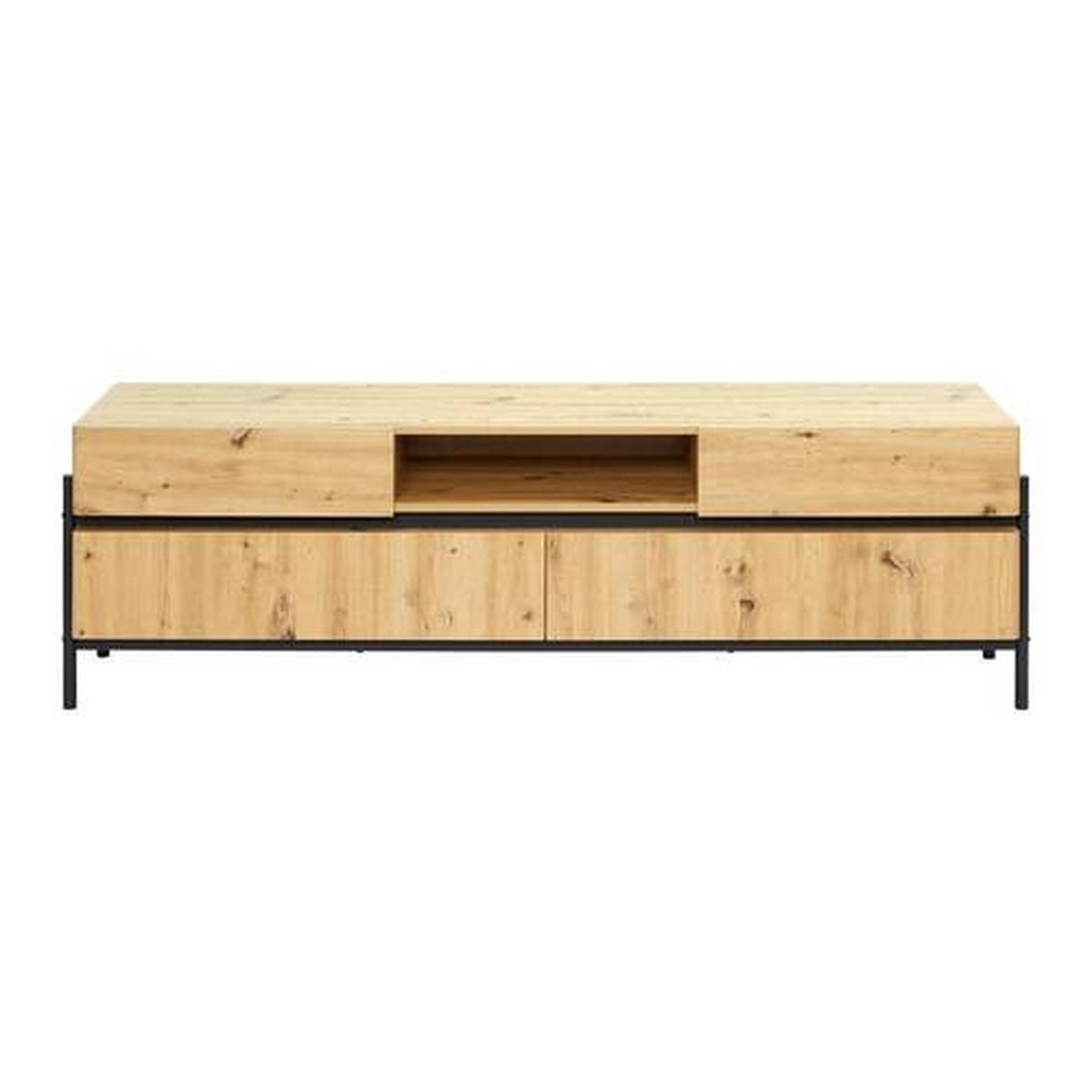 Tv Element Jasmina, Barva Hrasta - črna/barve hrasta, Moderno, kovina/les (175/54/41,5cm) - Bessagi Home