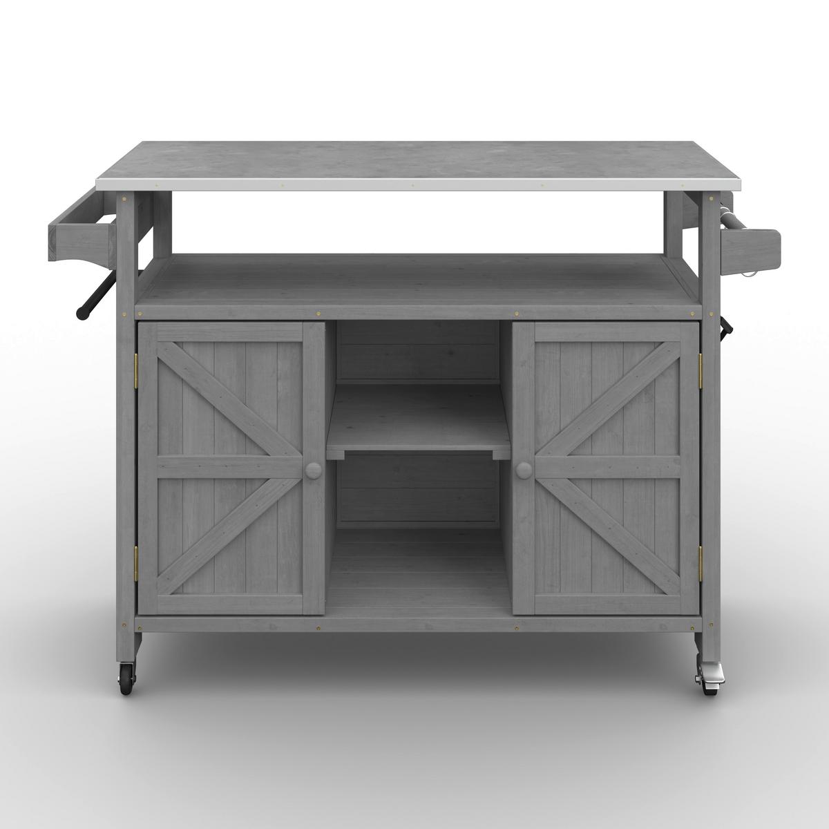 Gartenschrank Jada Grau aus Echtholz - Grau, MODERN, Holz/Metall (128/47/92cm) - Bessagi Garden