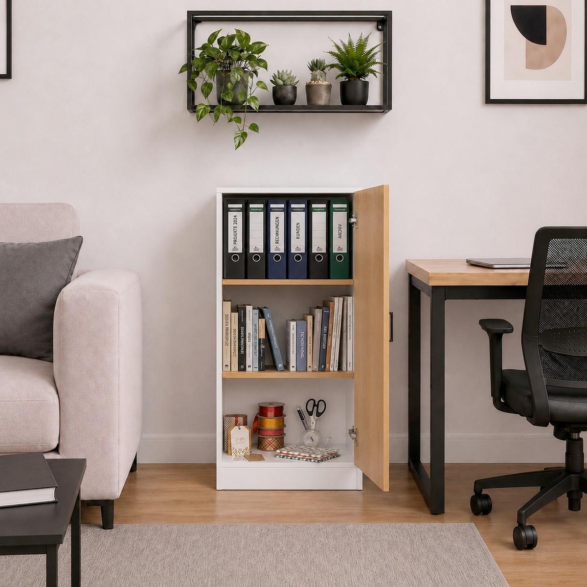 Aktenschrank Dilos M - Honigeiche/Weiss, Modern, Holzwerkstoff (52/114/32cm) - MID.YOU