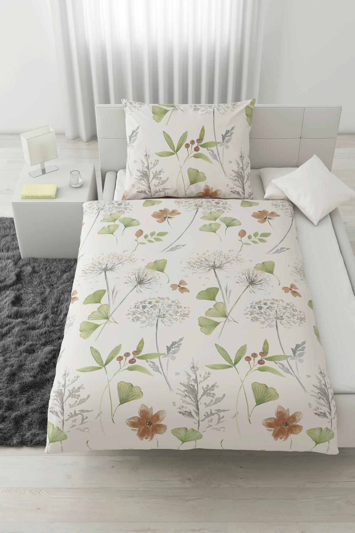 Lenjerie de pat Bilbao cca. 140x200/50x70 cm - alb/verde, Lifestyle, textil (140/200cm) - Modern Living