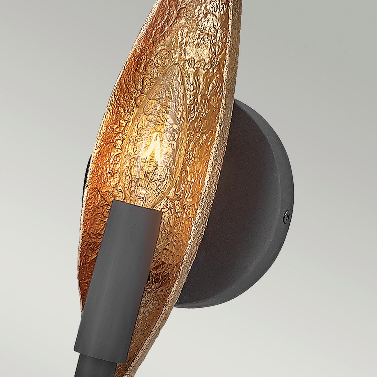 Zidna Svjetiljka Willow - zlatne boje/crna, Design, staklo/metal (11,4/7,9/33cm) - Elstead Lighting