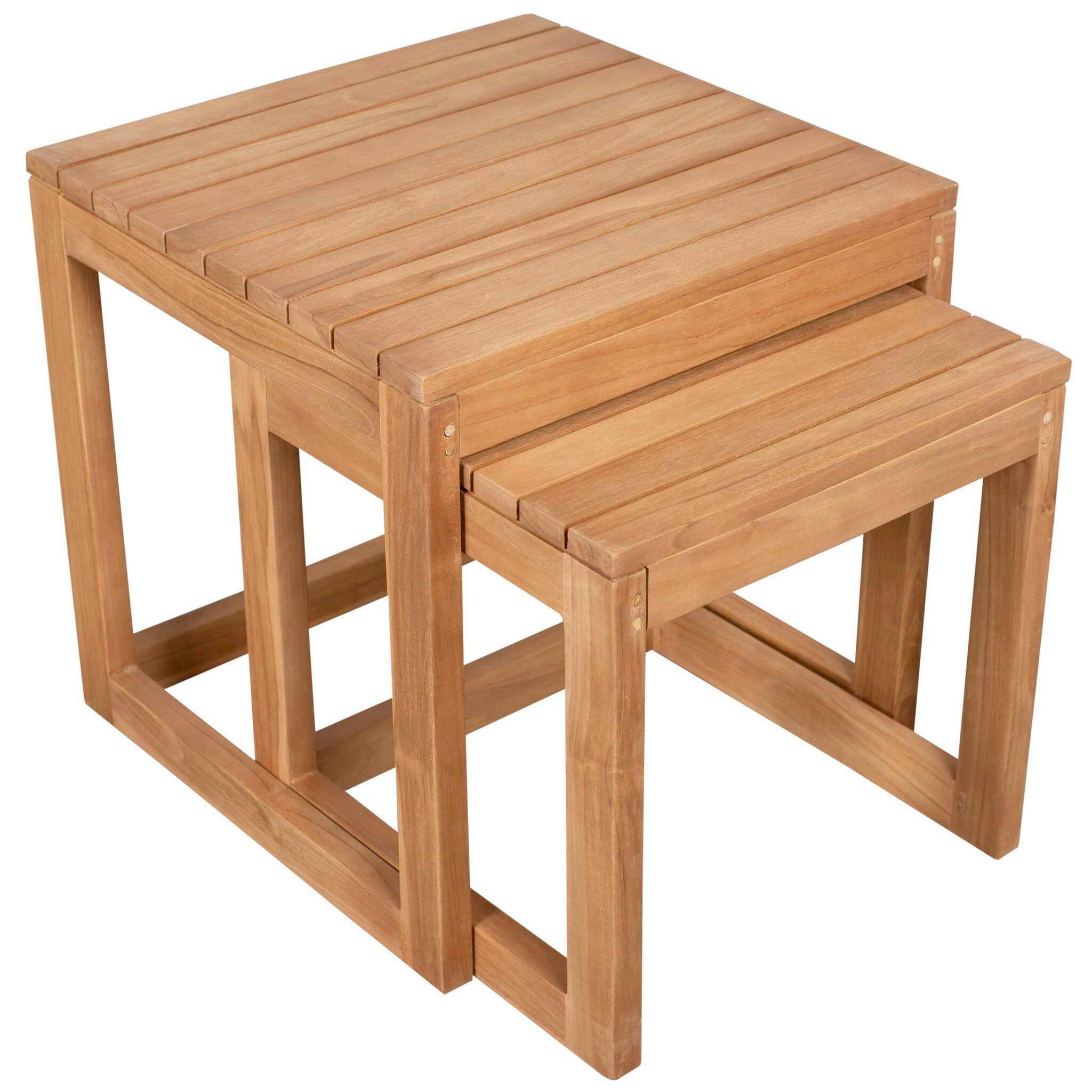 Beistelltisch-Set Woodie 2er-Set Holz - Teakfarben, KONVENTIONELL, Holz (50/40/50/40/50/40cm)