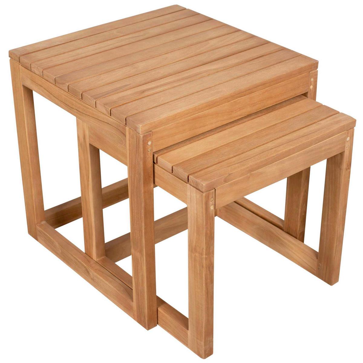 Beistelltisch-Set Woodie 2er-Set Holz - Teakfarben, KONVENTIONELL, Holz (50/40/50/40/50/40cm)