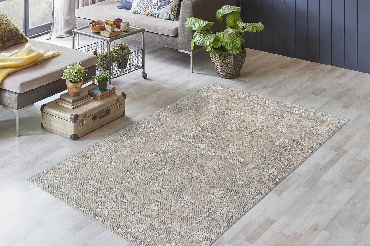 TEPPICH PERRY 125 KHAKI / BEIGE - Beige/Olivgrün, Konventionell, Textil (160/230cm) - Kayoom