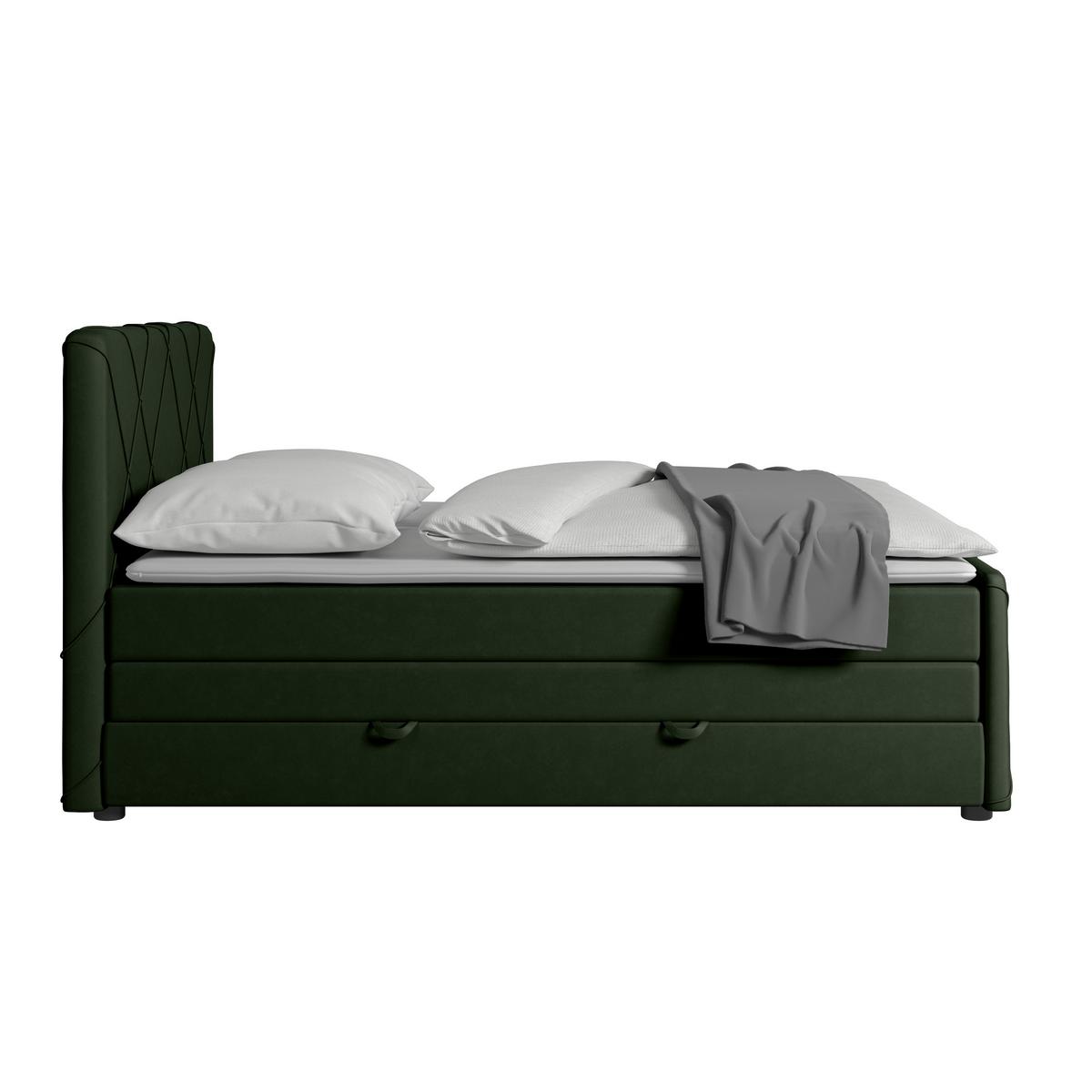 Boxspringbett Cordoba ca. 180x200 cm Grün - Schwarz/Grün, MODERN, Holz/Kunststoff (180/200cm) - MID.YOU