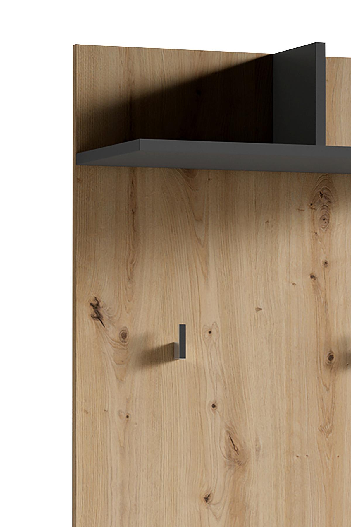 Garderobe Ben 4-tlg. Eiche Artisan/Anthrazit - Anthrazit/Eiche Artisan, Design, Holzwerkstoff (40/184/35cm) - MID.YOU