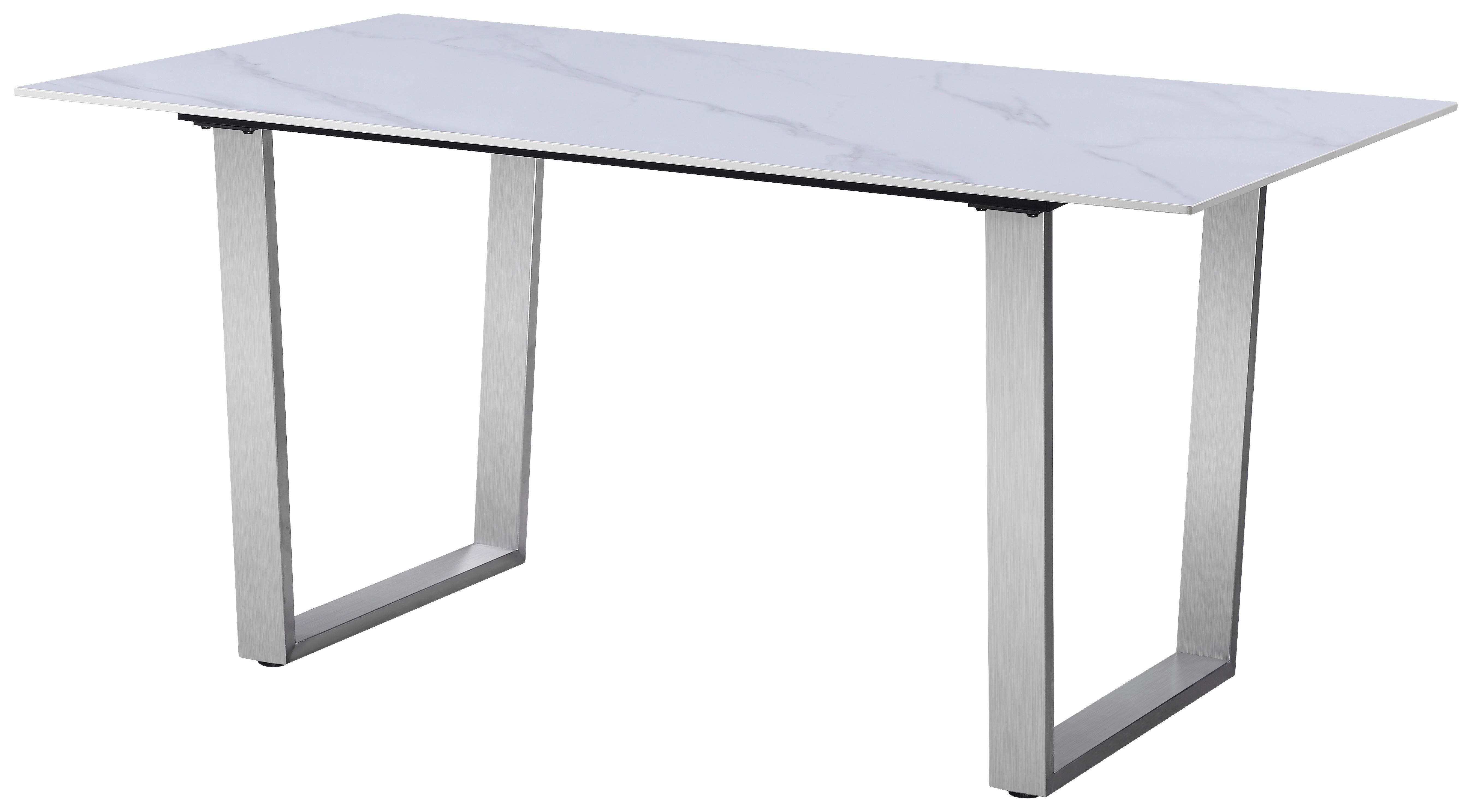 Jedilna Miza New York, Bela, 160 X 90 Cm - barve nerjavečega jekla/bela, Trend, kovina/keramika (160/75/90cm) - Mömax