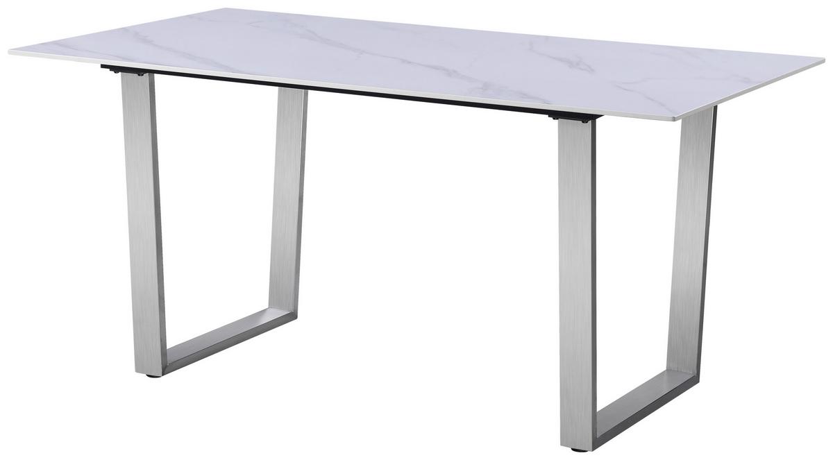 Jedilna Miza New York, Bela, 160 X 90 Cm - barve nerjavečega jekla/bela, Trend, kovina/keramika (160/75/90cm) - Mömax