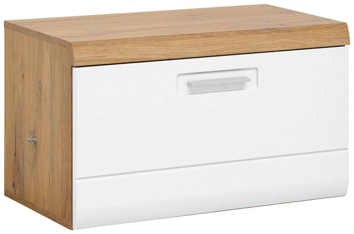Bancă pentru hol Auris - alb/culoare lemn stejar, Modern (70/42/37,1cm) - Modern Living