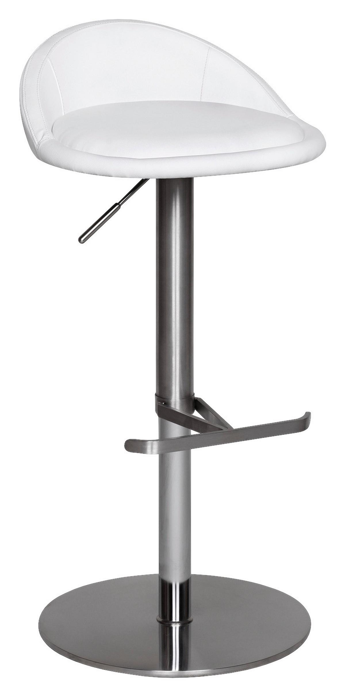 STOŁEK BAROWY WL1.282 - kolor srebrny/biały, Modern, metal/tkanina (43/65/43cm) - MID.YOU