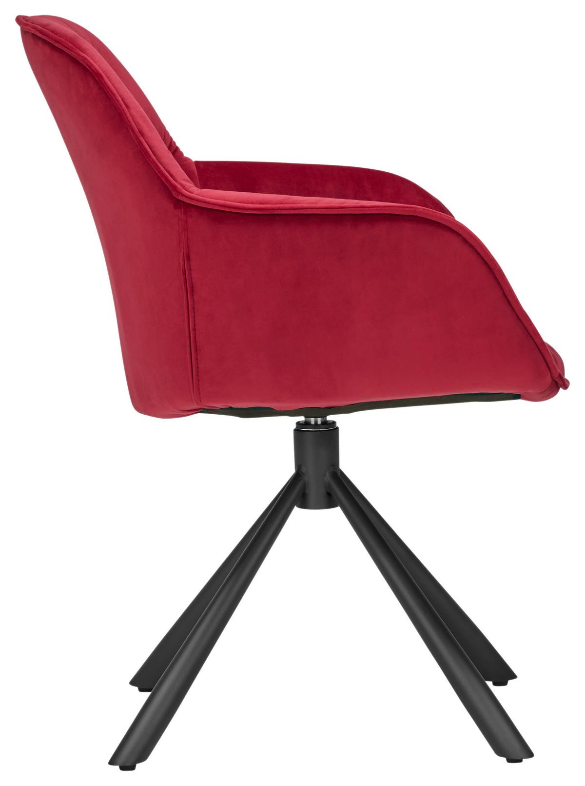 Armlehnstuhl in Rot - Rot/Schwarz, Modern, Textil/Metall (63/86/66cm) - Mömax