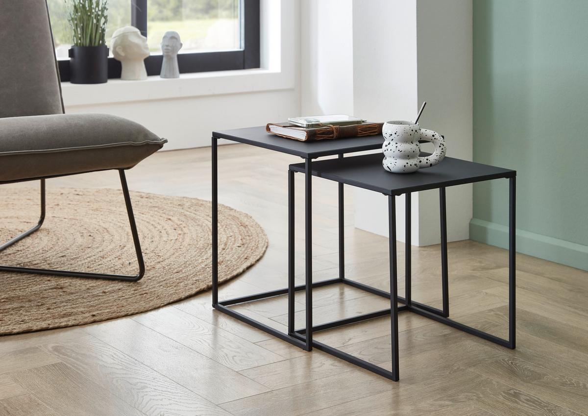 COUCHTISCH KLEINMÖBEL - Schwarz, Design, Metall (38/41/38cm) - MID.YOU