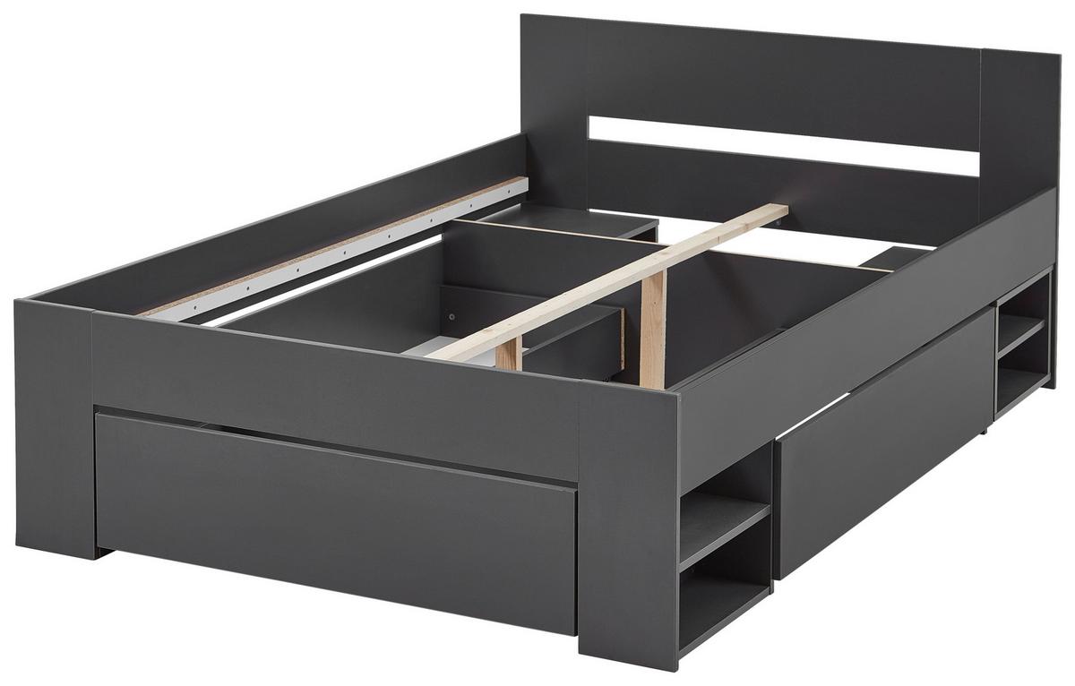 Postelja S Predalom Azurro 2-140 - antracit, Moderno, leseni material (140/200cm) - Mömax