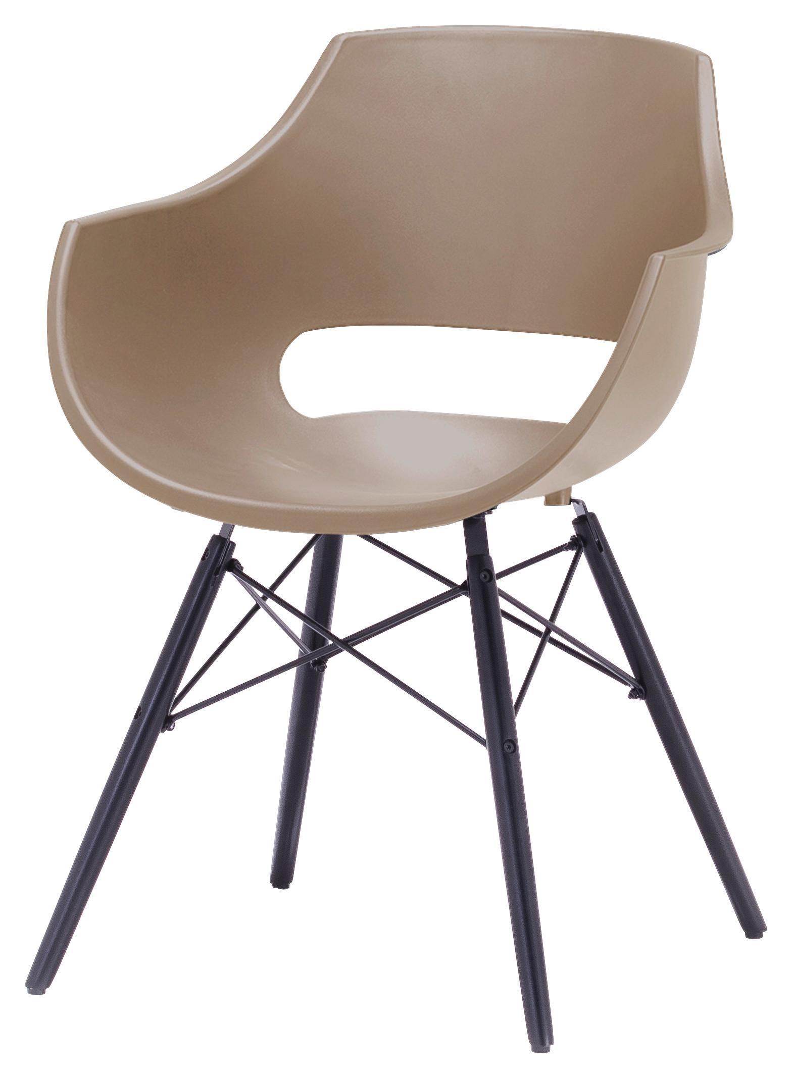 KRZESŁO Z PODŁOKIETNIKAMI ROCKVILLE - czarny/taupe, Design, tworzywo sztuczne/drewno (57/80/58cm) - Livetastic