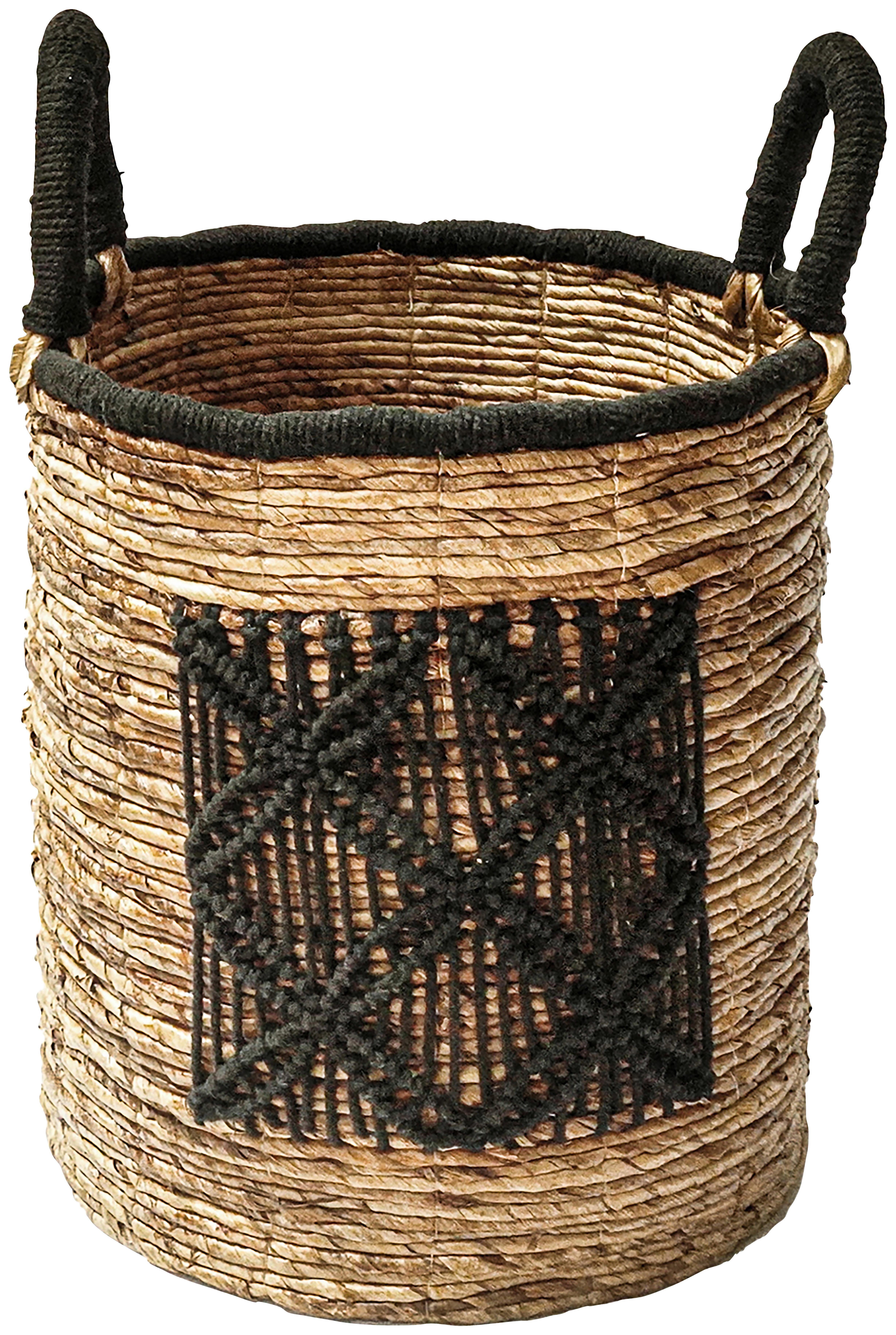 Kosár Yuna-L - Natúr/Fekete, modern, Természetes anyagok/Textil (41/45-55cm) - Premium Living