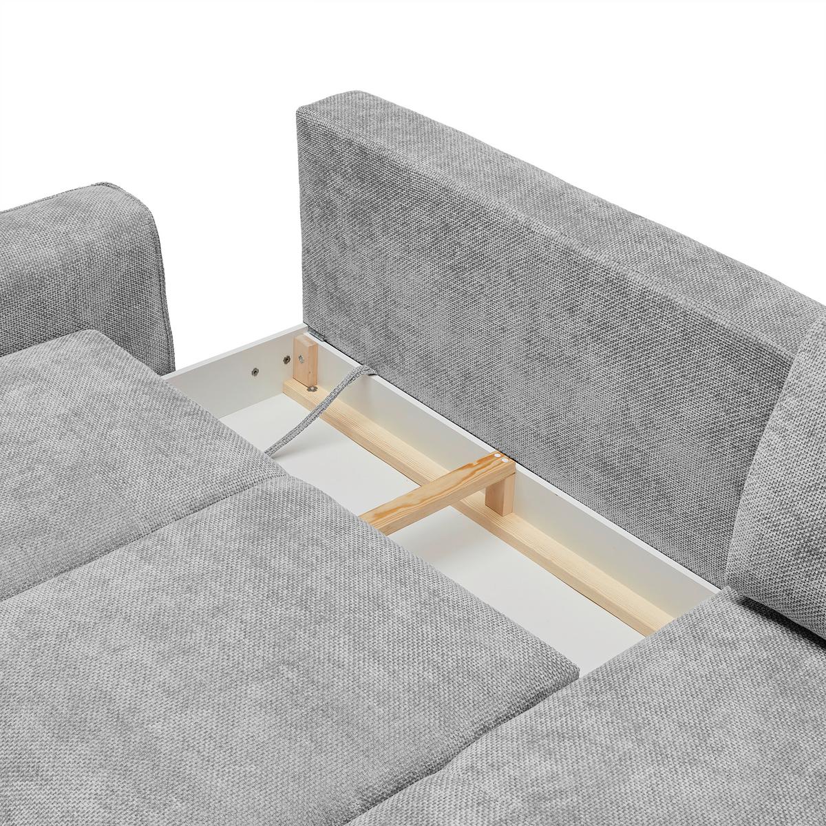 Ecksofa Custom Silberfarben - Hellgrau/Schwarz, MODERN, Textil/Metall (255/164cm) - Mömax