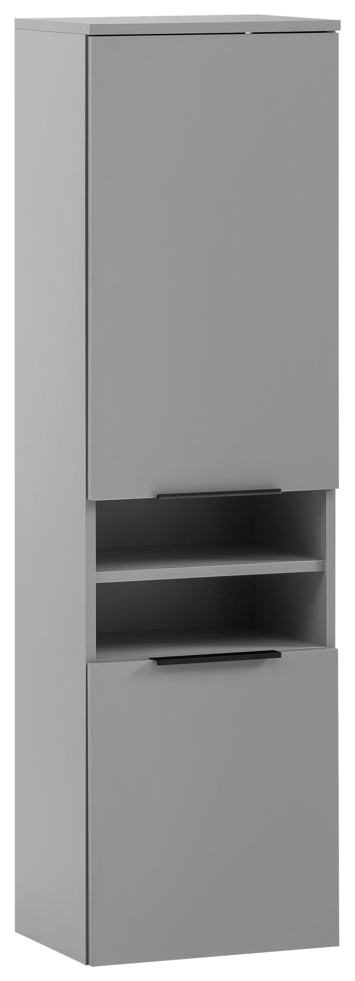 Midischrank Alessio Grau - Platinfarben/Schwarz, MODERN, Holzwerkstoff/Metall (40,3/138,3/32cm) - MID.YOU