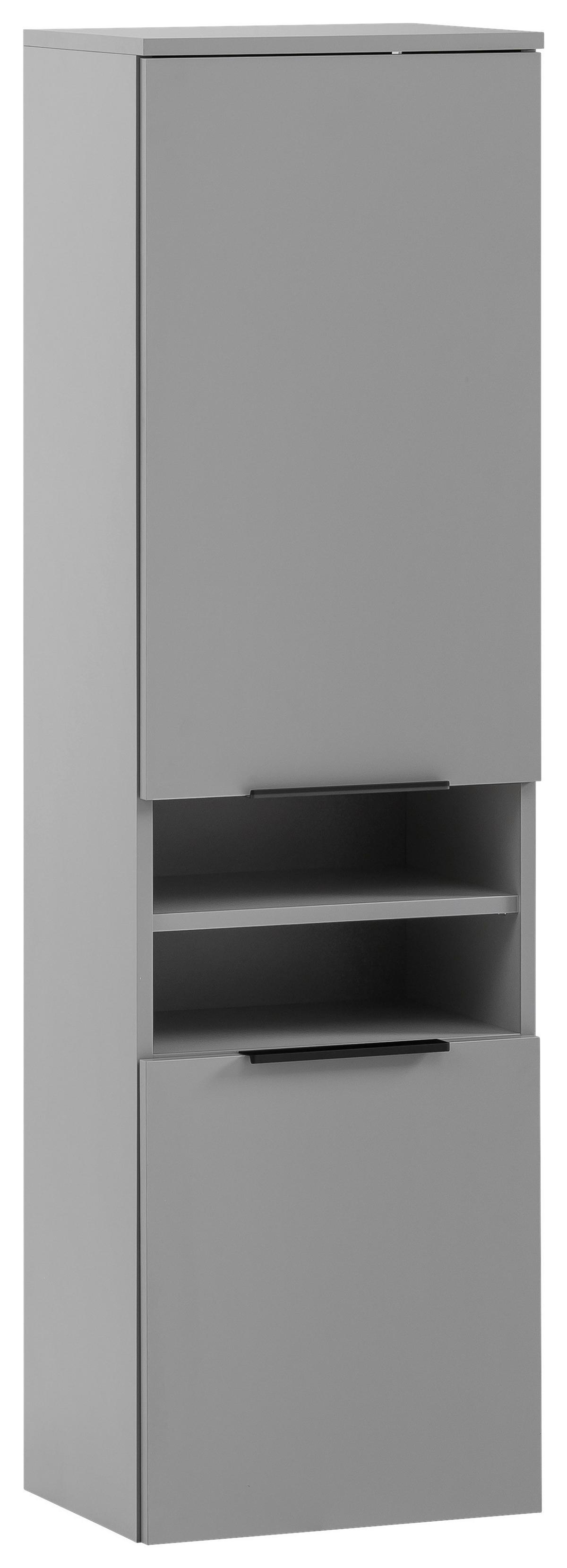Midischrank Alessio Grau - Platinfarben/Schwarz, MODERN, Holzwerkstoff/Metall (40,3/138,3/32cm) - MID.YOU