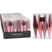 Set de globuri de Crăciun 4/1 Pink Flury - roz, Basics, plastic (11/15/3cm)