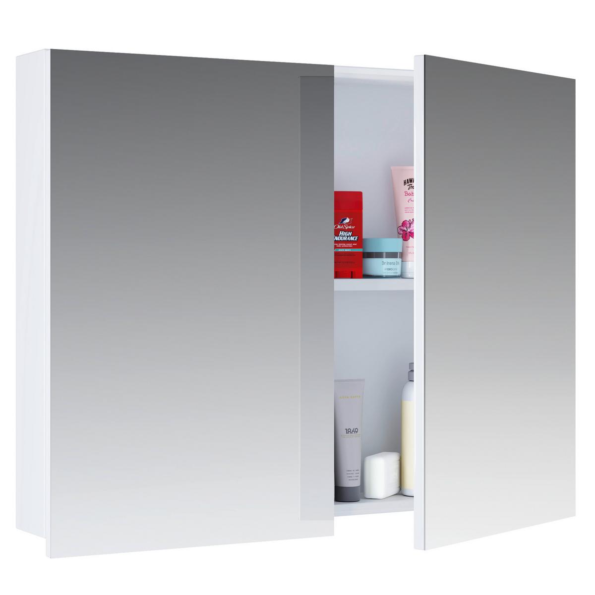 Omara Z Ogledalom Flandu, Bela - bela, Moderno, leseni material (60/59,4/12cm) - MID.YOU