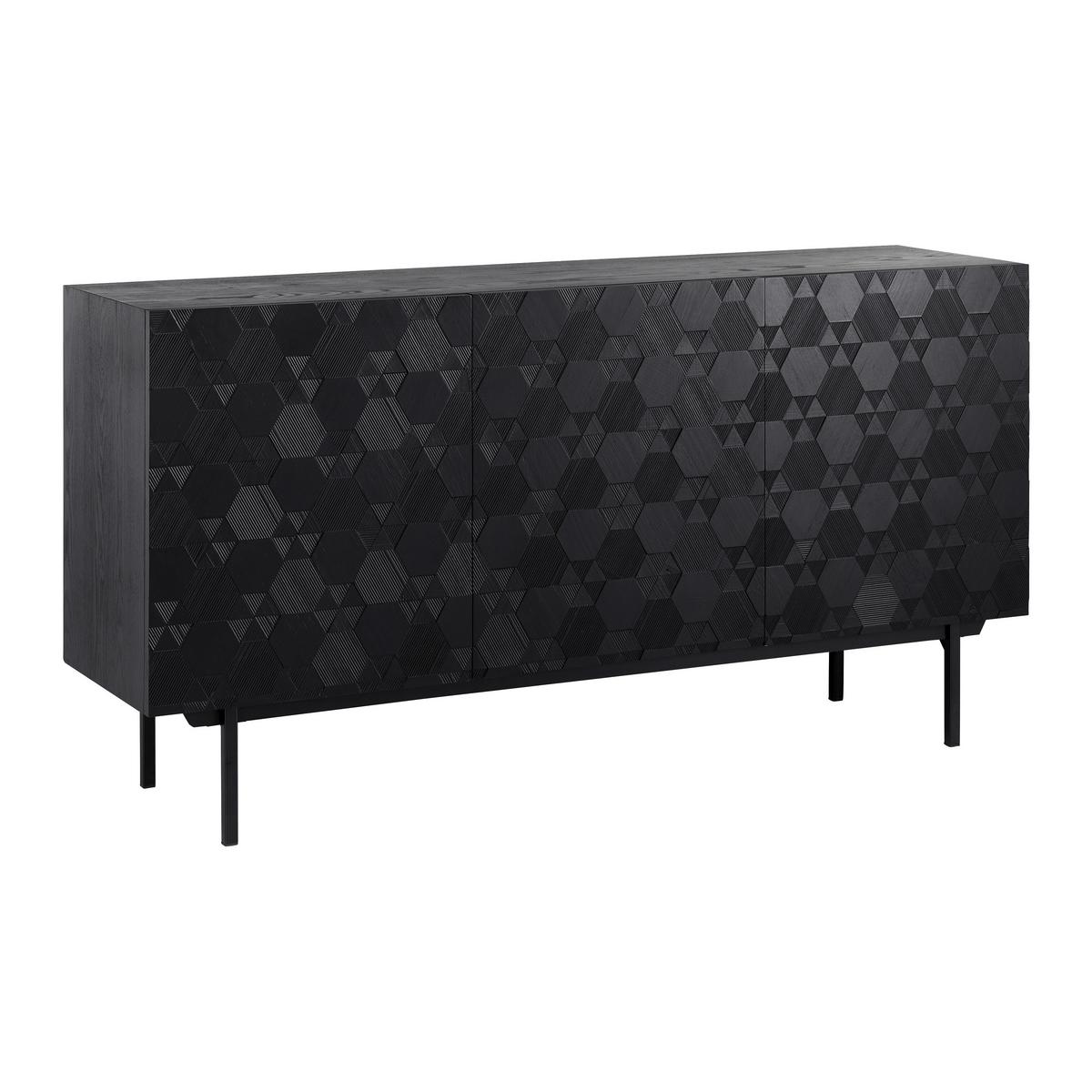 Sideboard Roma in Schwarz massiv - Schwarz, Modern, Holz/Metall (150/78/40cm) - Bessagi Home