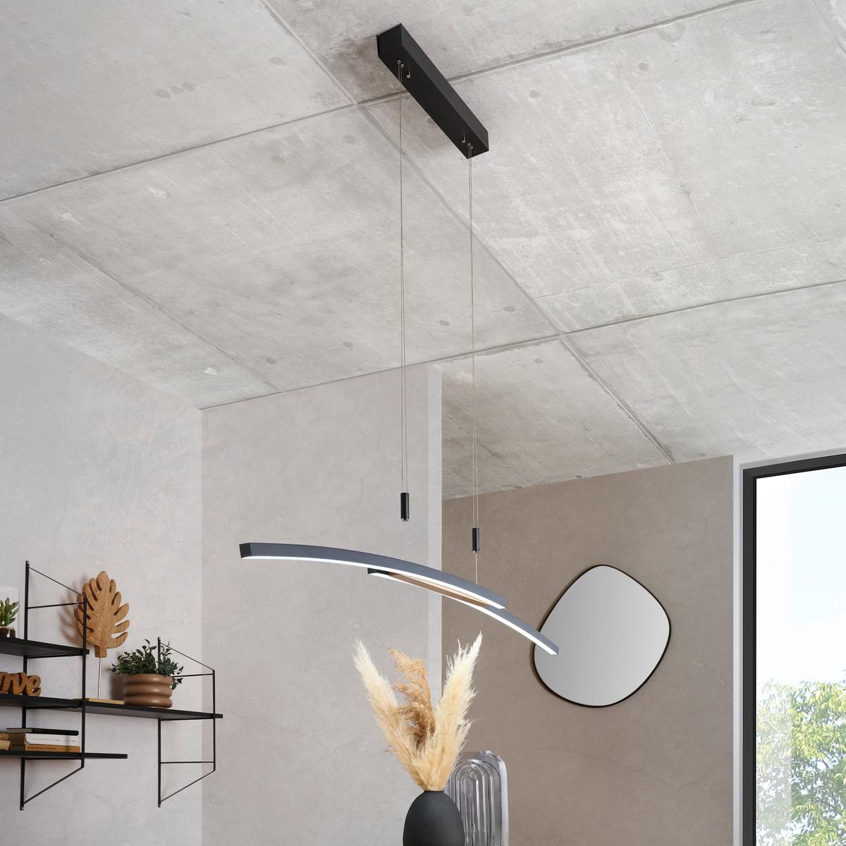 LAMPA WISZĄCA LED DONATELLO DIETER KNOLL - czarny, Basics, metal/drewno (130/6,5/155cm) - Dieter Knoll