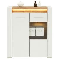 Highboard in Weiß Hochglanz - Chromfarben/Eichefarben, MODERN, Glas/Holzwerkstoff (100/116,5/40cm) - Mömax