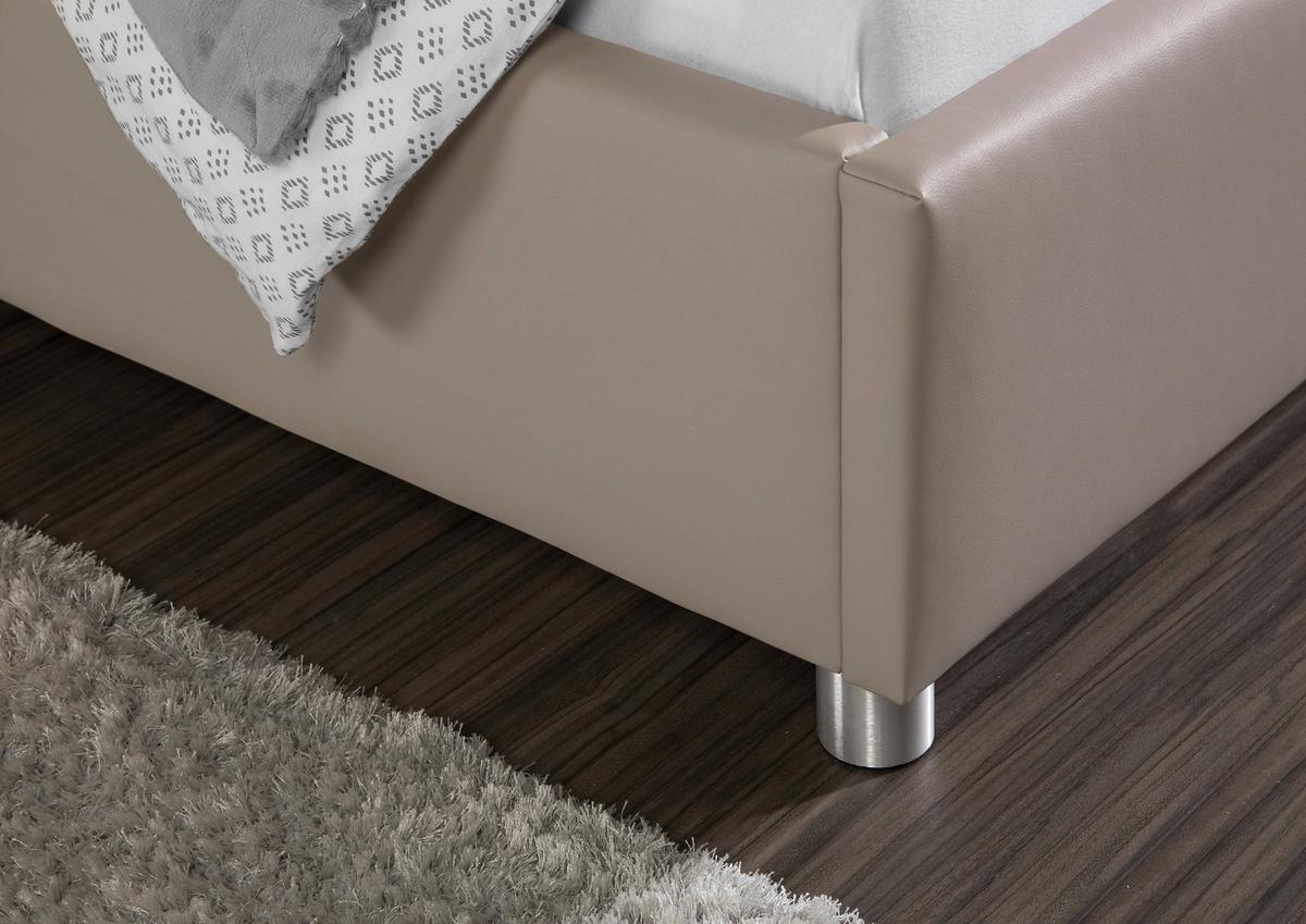 Polsterbett Baltimore Taupe ca. 180x200 cm - Taupe/Alufarben, MODERN, Textil/Metall (180/200cm) - Livetastic
