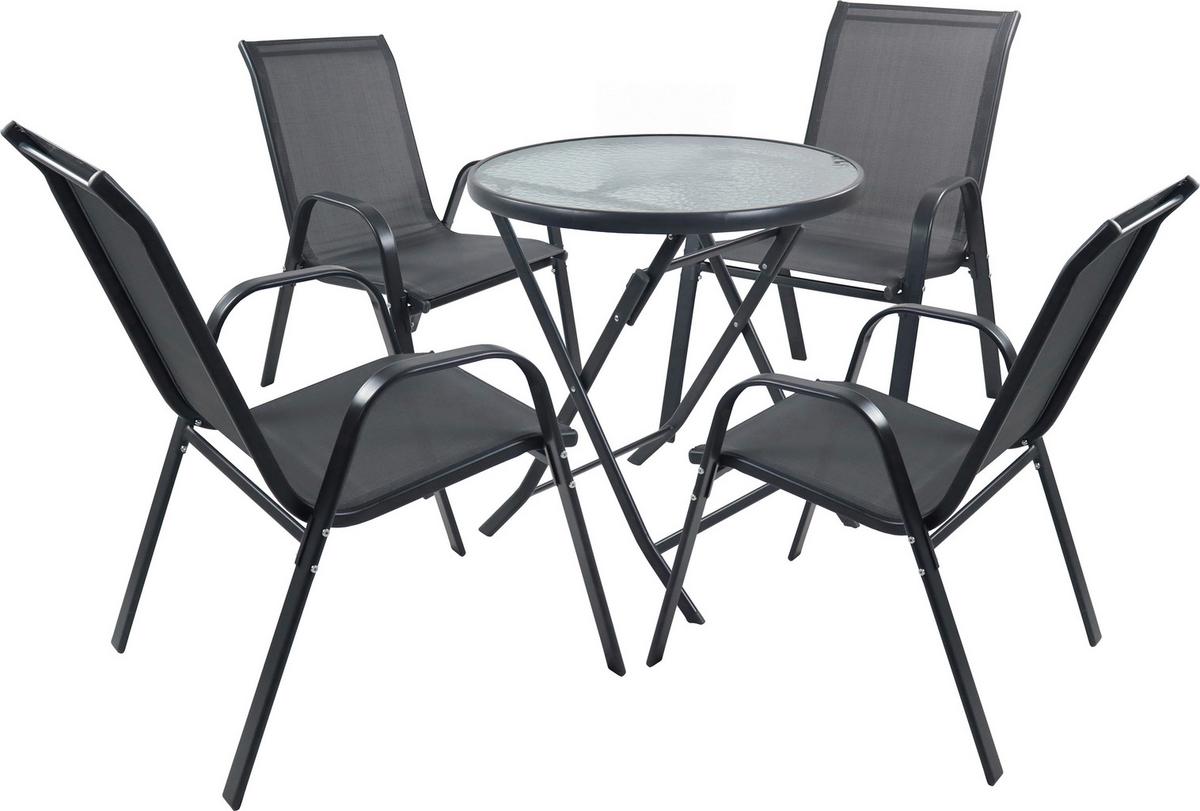 GARTENSET SONLAS XL 920591 5-TLG - Anthrazit, Modern, Glas/Metall - MID.YOU
