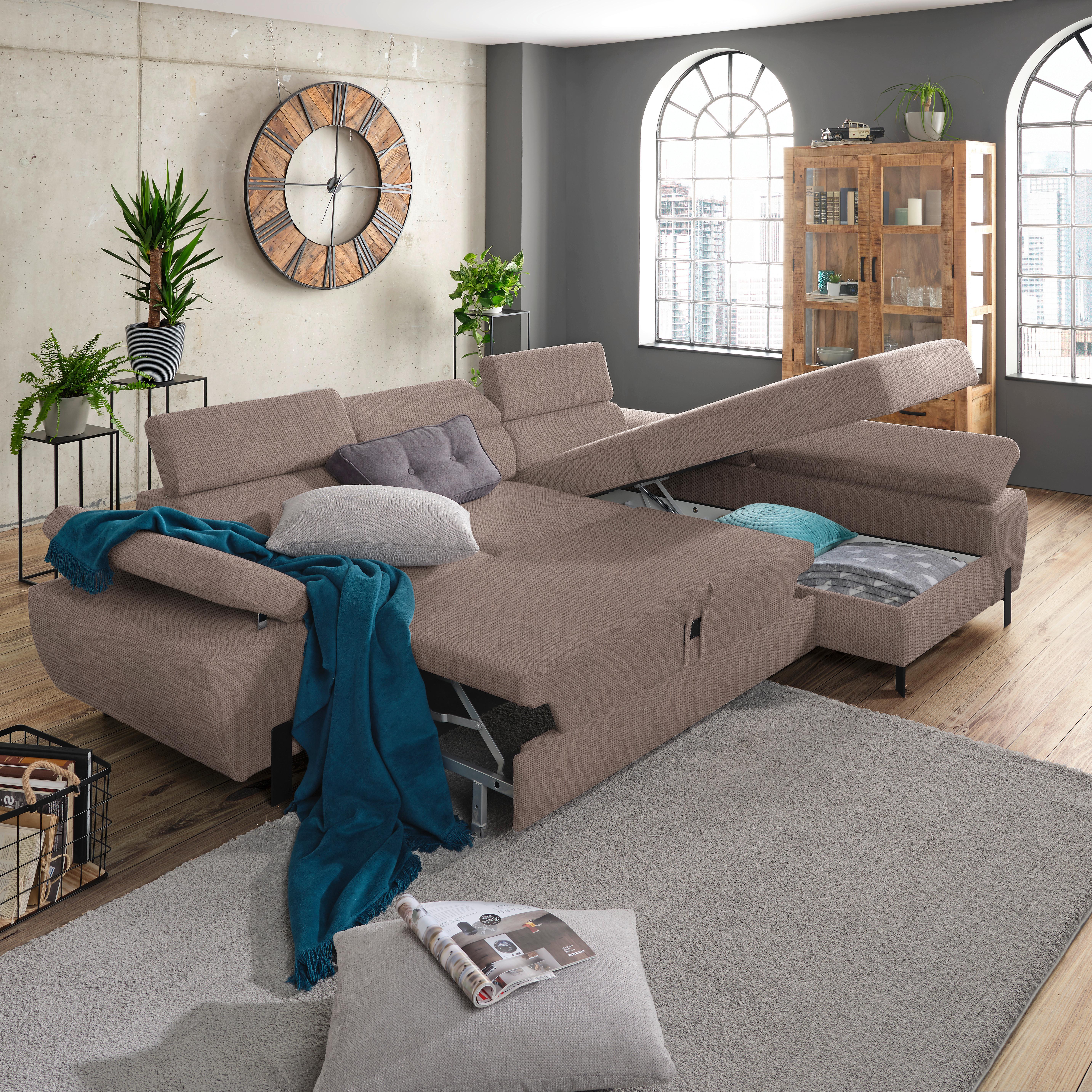 Ecksofa Molina Mini Taupe - Taupe/Schwarz, MODERN, Holz/Holzwerkstoff (277/189cm) - Mömax