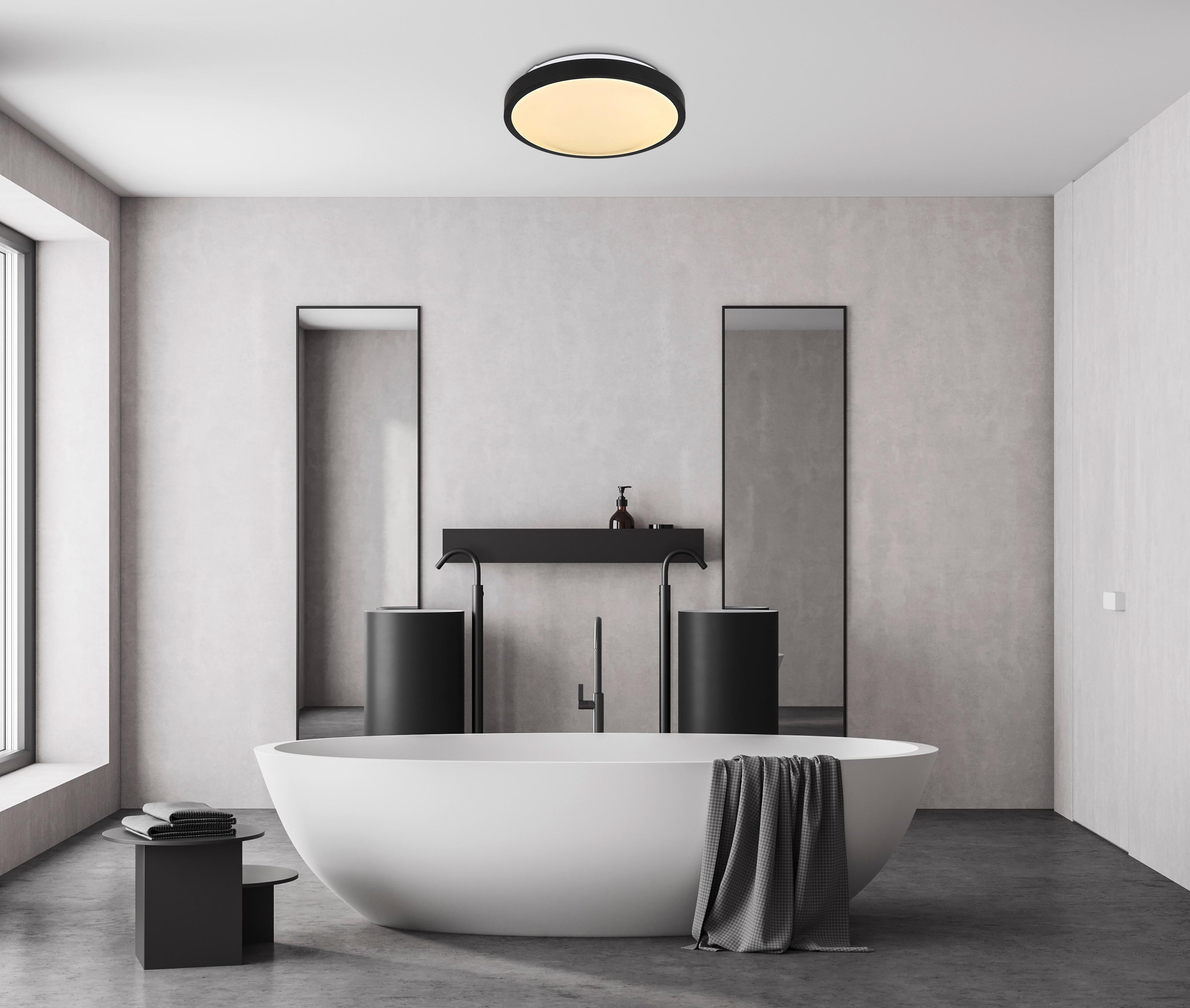 LAMPA SUFITOWA LED GREGORY - czarny/opal, Modern, tworzywo sztuczne/metal (30/9cm)