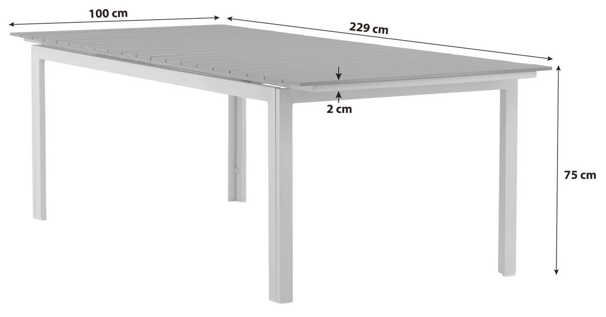 GARTENTISCH LEVELS - Weiß/Grau, KONVENTIONELL, Metall (229/100/75cm) - Gardenson