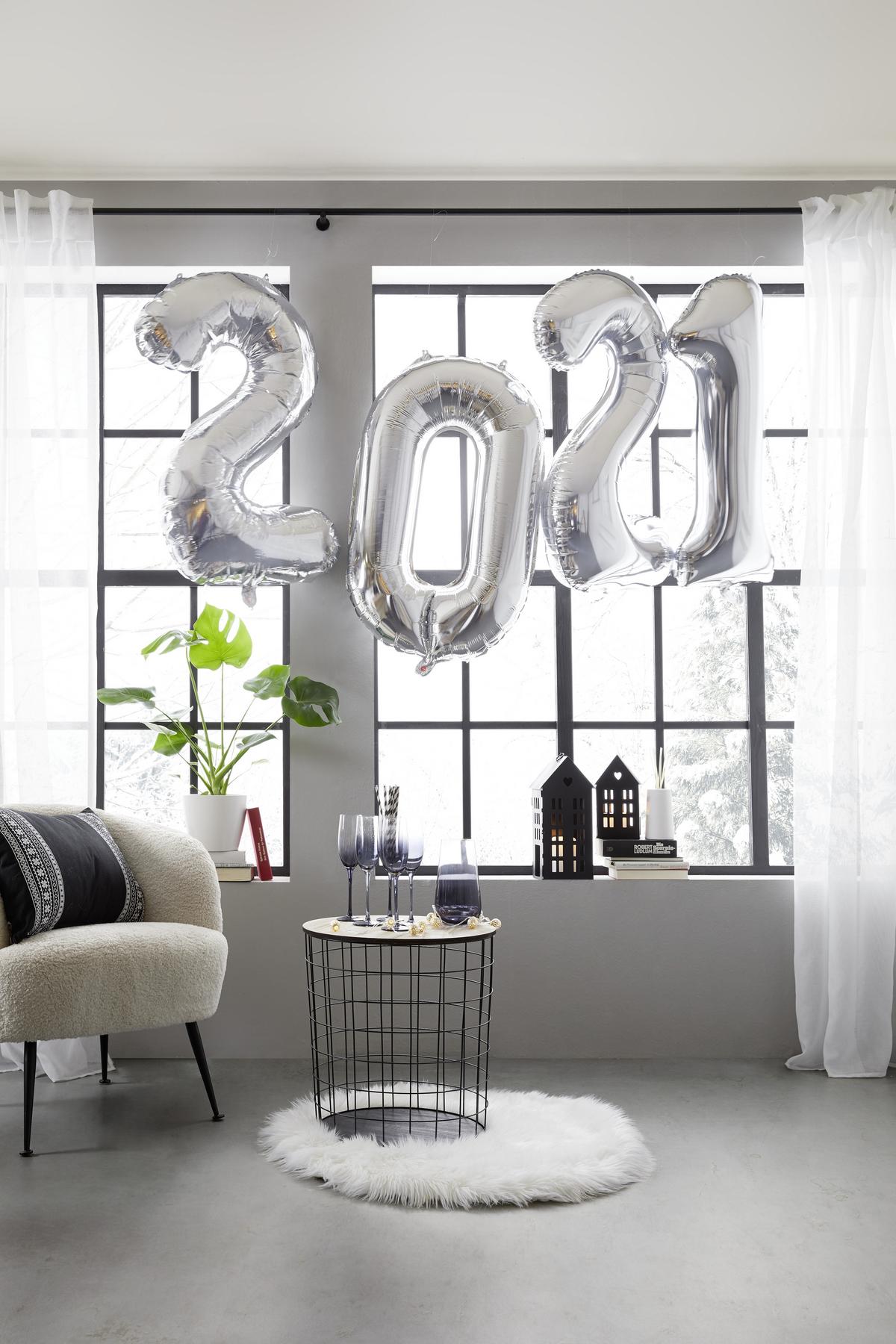 BALON NUMBERS - kolor srebrny/kolor złoty, tworzywo sztuczne (9/15cm) - Modern Living