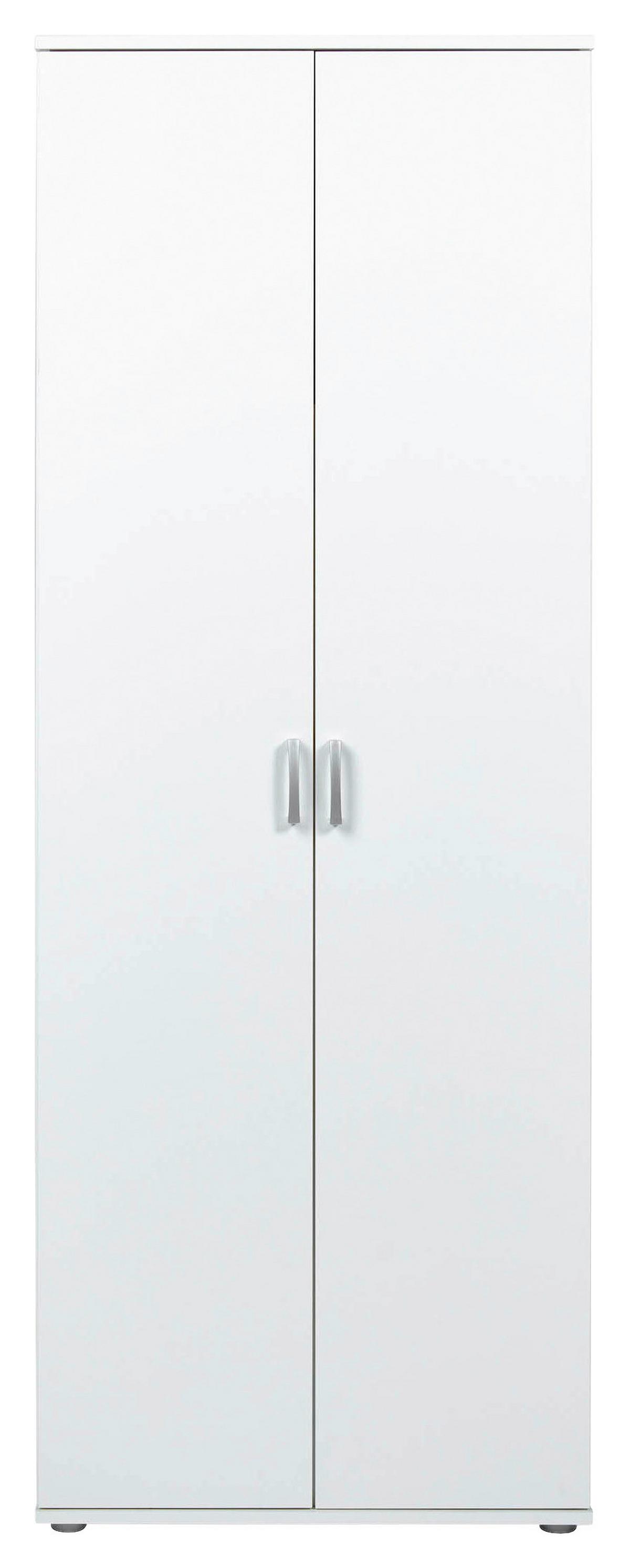 Mehrzweckschrank Arconati ca. 70x34x189 cm Weiß - Silberfarben/Weiß, Basics, Holzwerkstoff/Metall (70/34/189cm) - MID.YOU