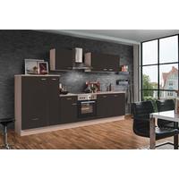 Menke Küchenblock Classic Dunkelbraun/Eiche ca. 310 cm - Dunkelbraun/Silberfarben, KONVENTIONELL, Holzwerkstoff/Kunststoff (310cm) - Menke