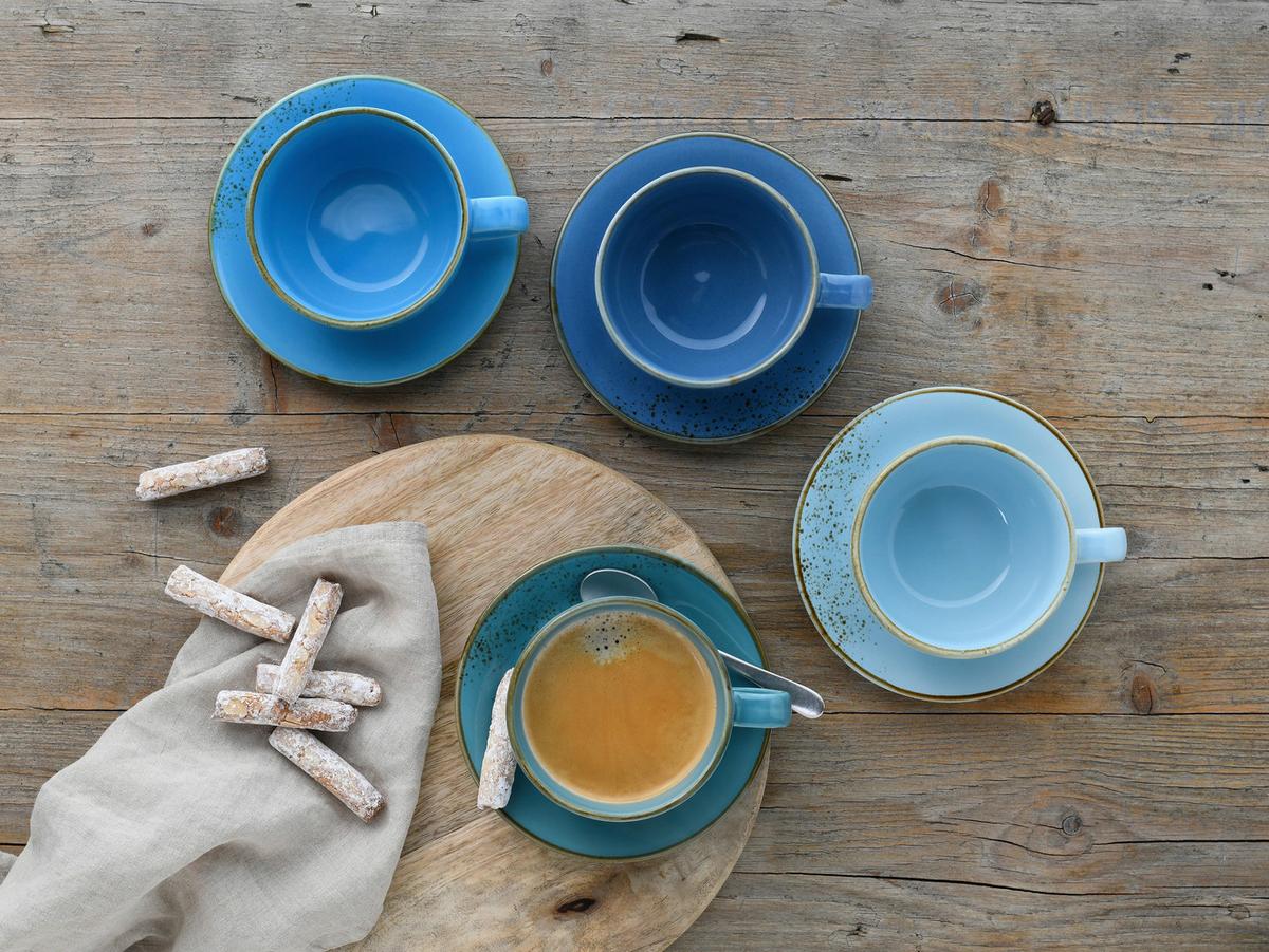 Tassenset Blau/Goldfarben, 8-teilig - Blau/Goldfarben, Keramik - Creatable