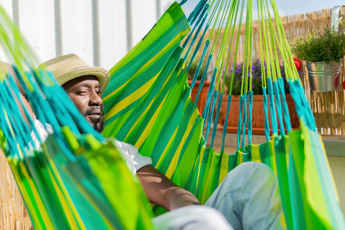 Hängesessel Comfort Hammock Echtholz Gelb/Grün - Gelb/Hellgrün, KONVENTIONELL, Holz/Textil (110/160/180cm) - La Siesta