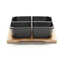 Nassolnivaló-tálalókészlet Tapas - fekete, Modern, fa/kerámia (20/20/6cm) - Modern Living