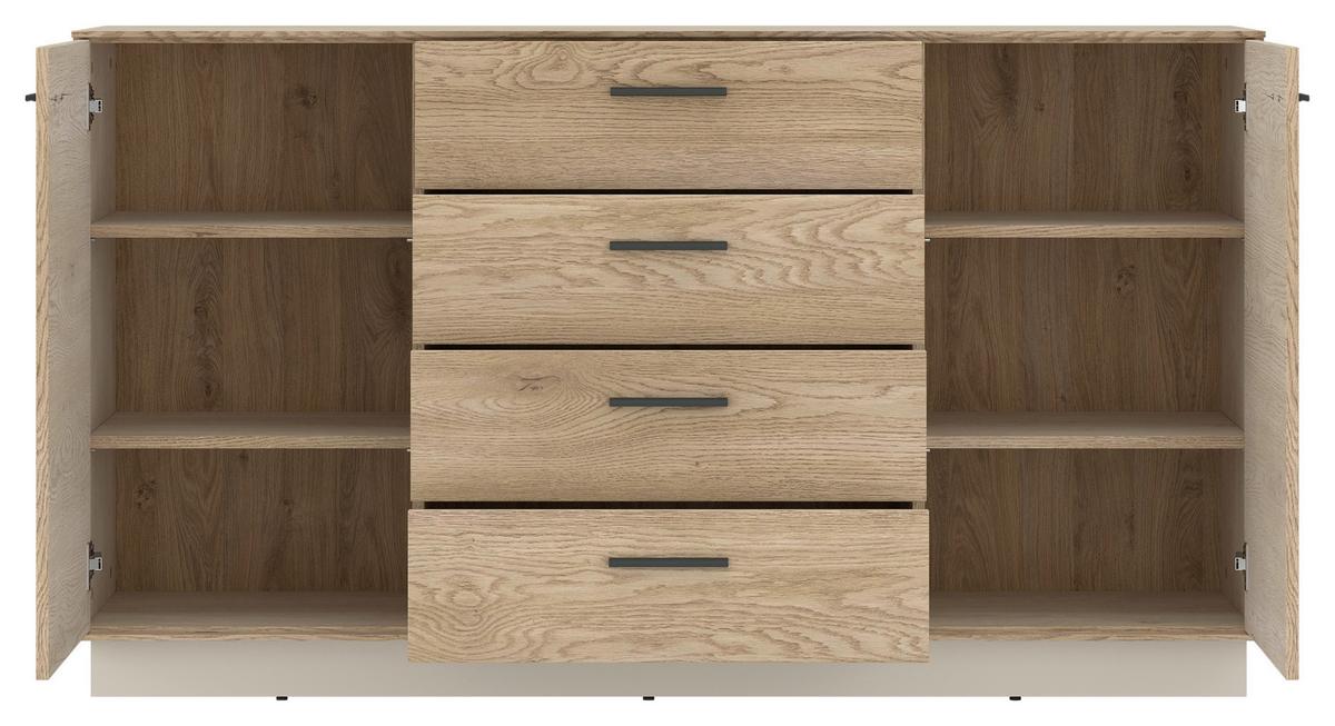Comodă cu uși LAGOON - cașmir/culoare lemn stejar, Modern, material pe bază de lemn (155/87,6/40cm) - Modern Living
