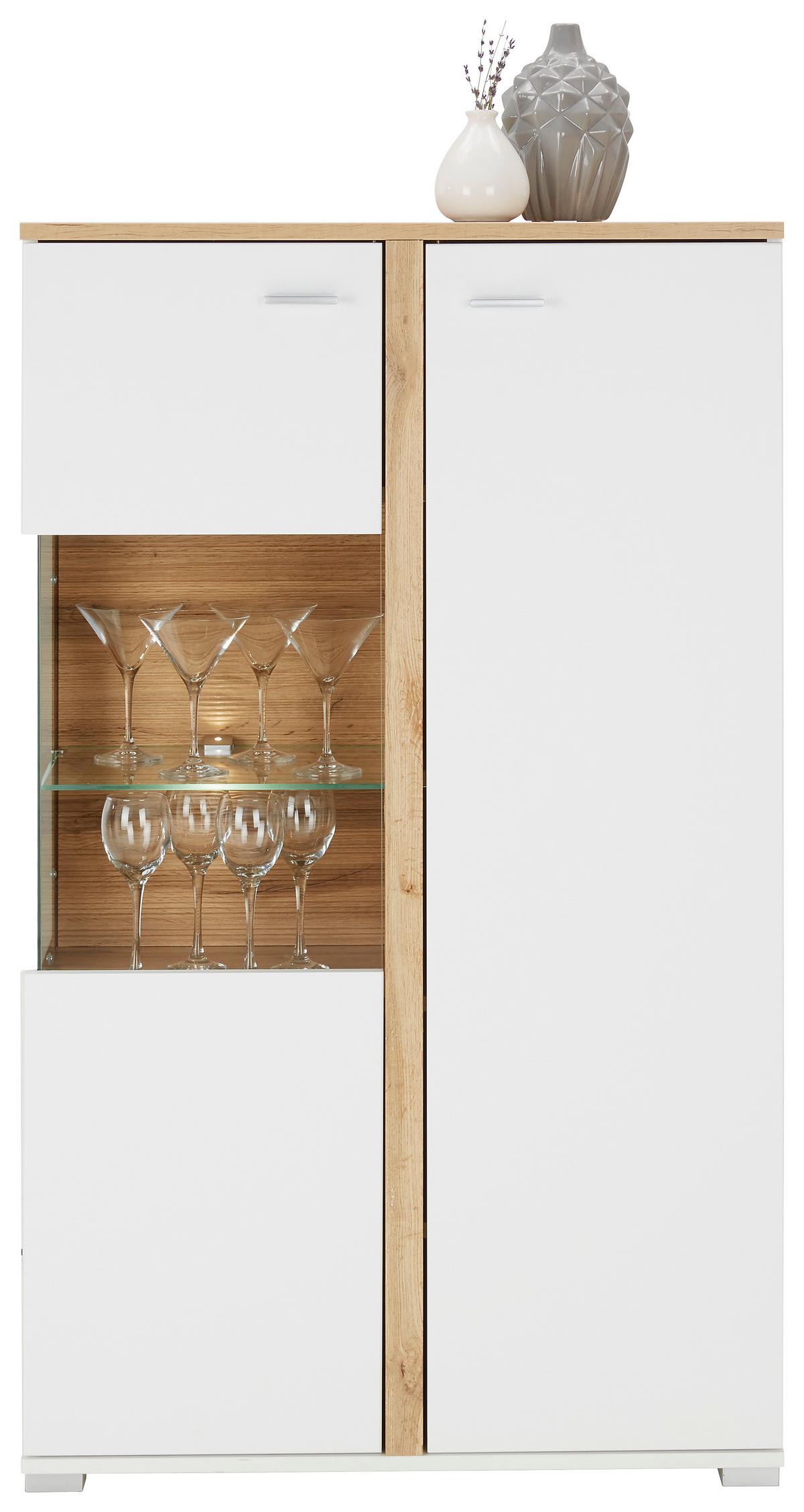Visoka Komoda Alamo - barve kroma/barve hrasta, Moderno, kovina/leseni material (78/131/37cm) - Mömax