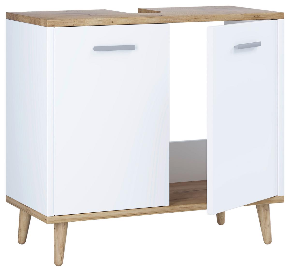 Badezimmer Landos ca. 124 cm Weiß/Honigeiche - Honigeiche/Weiß, MODERN, Holzwerkstoff (124cm) - MID.YOU