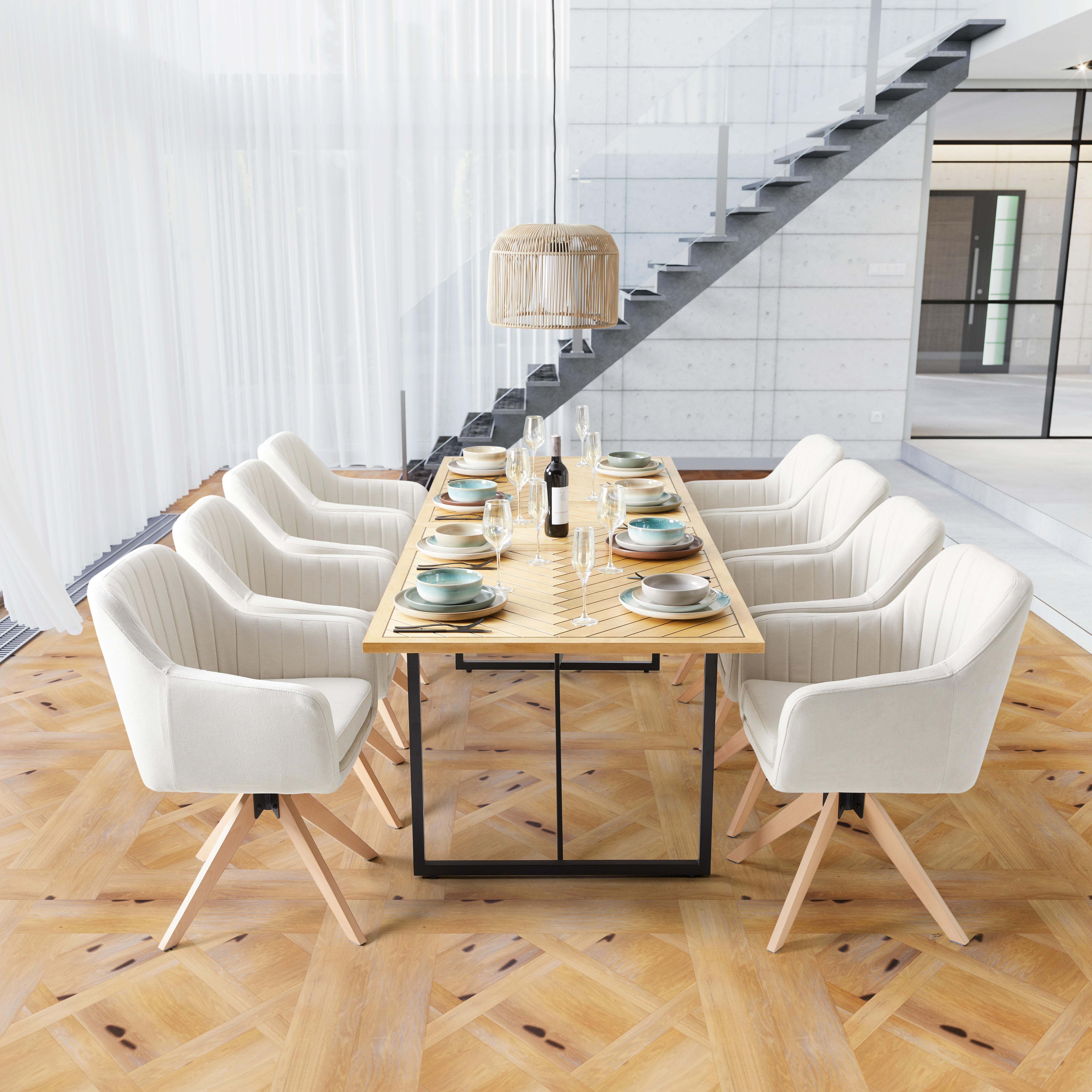 Kihúzható Asztal Catalina - Tölgyfa/Fekete, modern, Faalapú anyag/Fa (180-240/76/90cm) - Bessagi Home