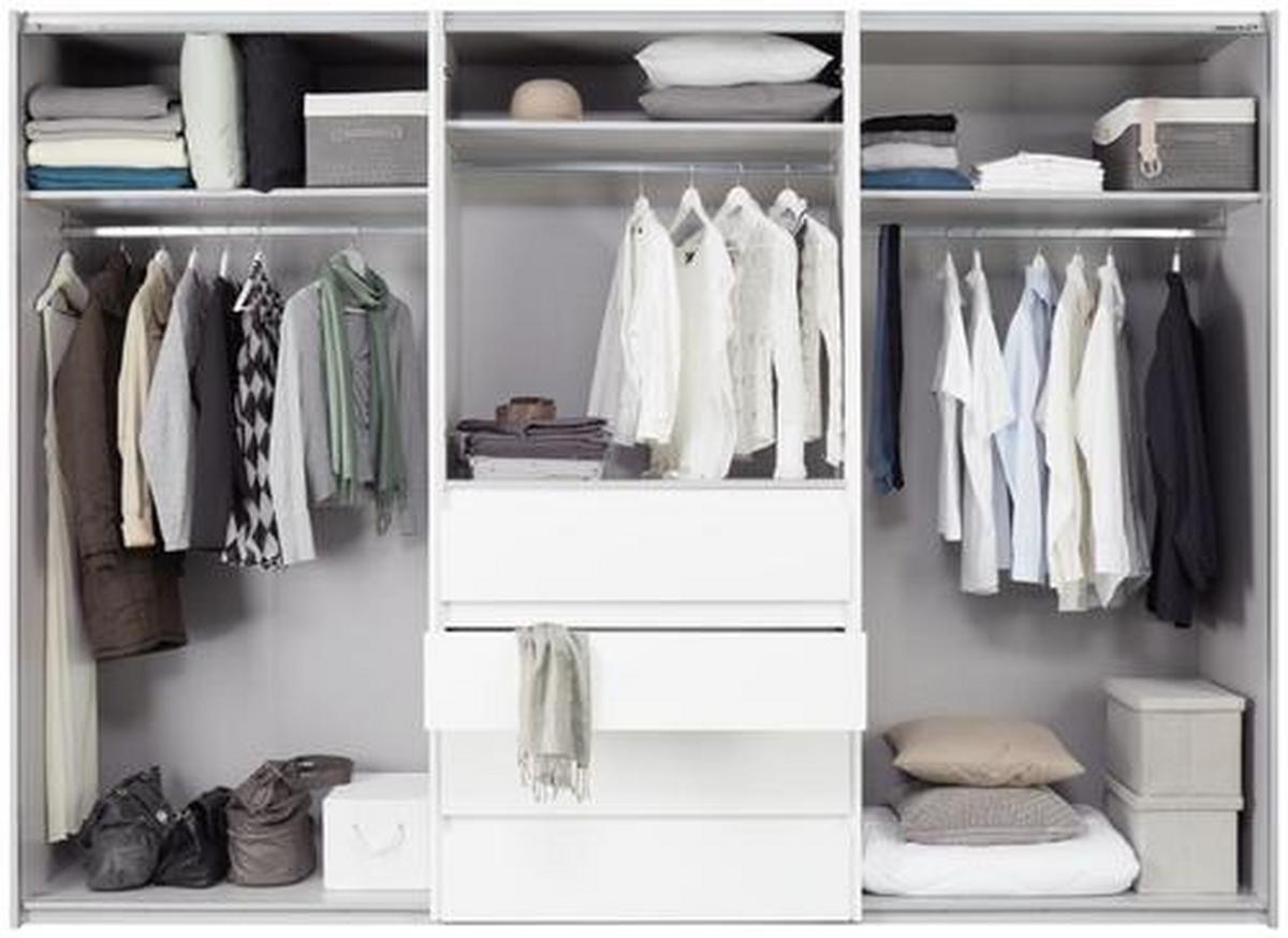 Kombischrank in Polarweiss - Weiss/Alufarben, Konventionell, Holzwerkstoff/Metall (300/216/68cm) - Premium Living