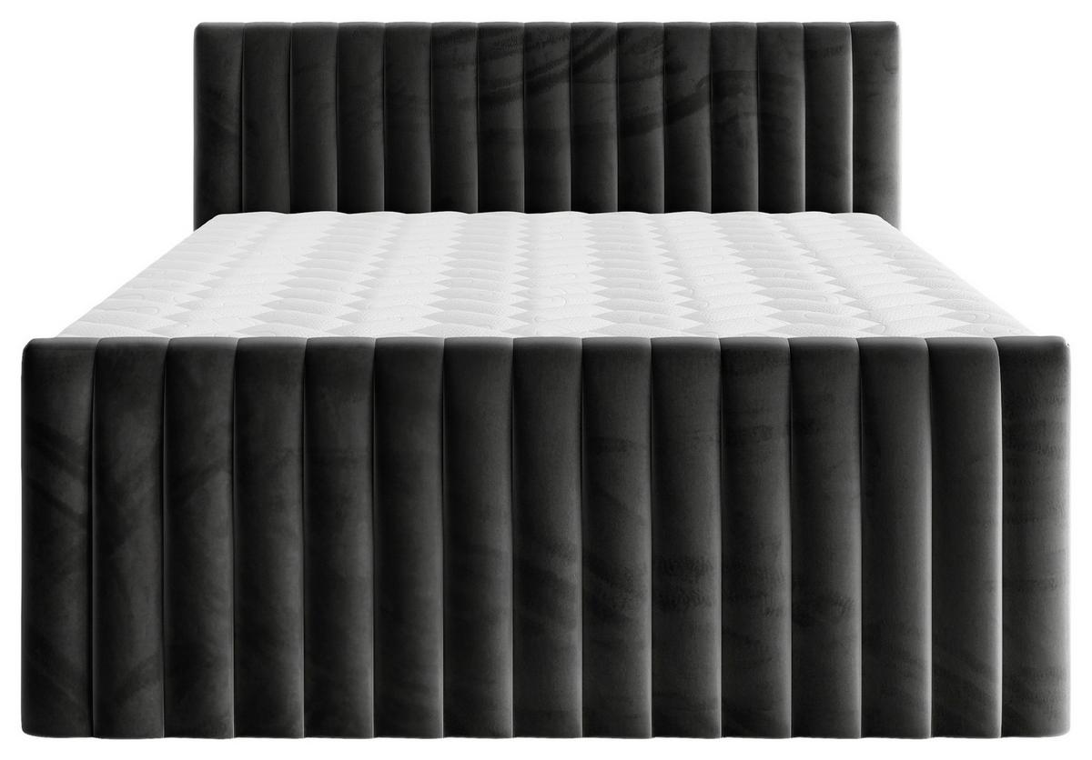 Boxspringbett Simon in Schwarz ca. 160x200cm - Schwarz, KONVENTIONELL, Holzwerkstoff/Kunststoff (160/200cm) - Premium Living